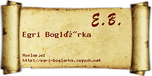 Egri Boglárka névjegykártya